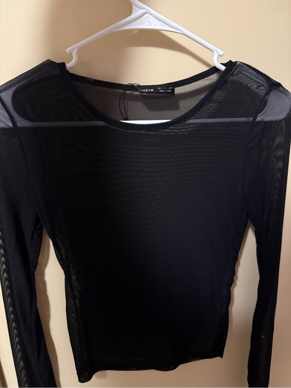SHEIN Black Sheer Long Sleeve Mesh Top